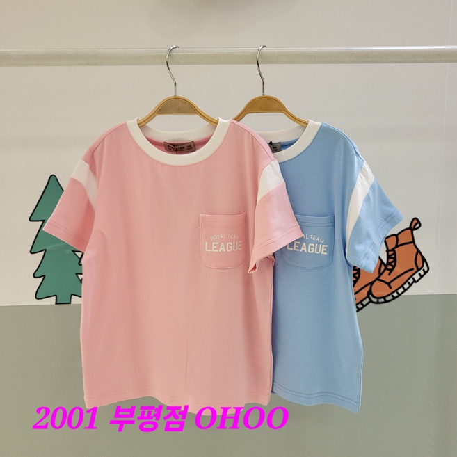 오후 부평점 스포티한 느낌##신축성도 넘 좋아 착용감도 굿##산뜻한 배색 공용 반팔티셔츠