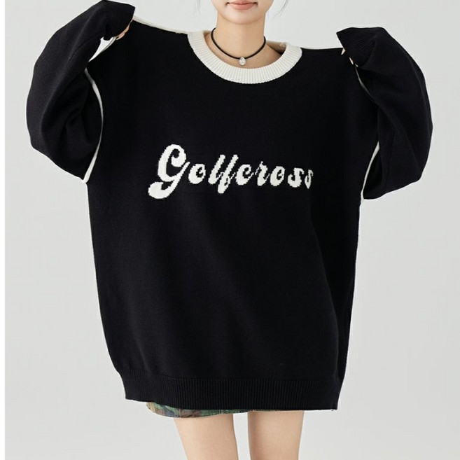 COSYEVNO 남녀 공용 라운드 풀오버 스웨터 겨울 기모 니트 상의