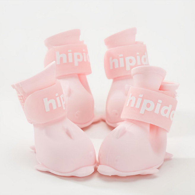 The Flow 麻花造型狗狗防水鞋 4入, 粉紅色, 1個