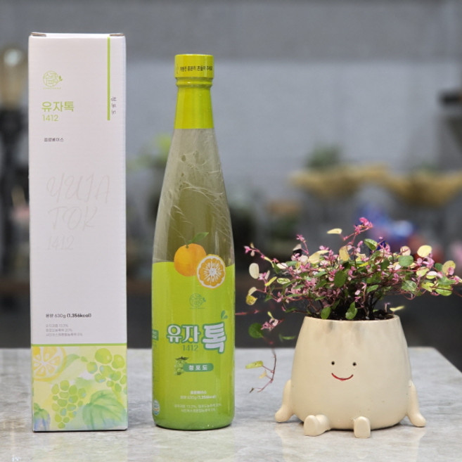 [음료베이스] 유자톡1412 청포도 630g 선물포장 유자청 에이드 하이볼, 1개, 선물포장(630g)