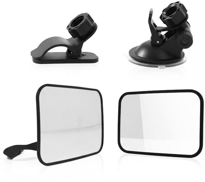 웨일릿 차량용 후방거울 세트 카시트 룸미러 보조 거울 흡착식, 1개, 전방거울+후방거울+흡착+클립+스트랩 SET