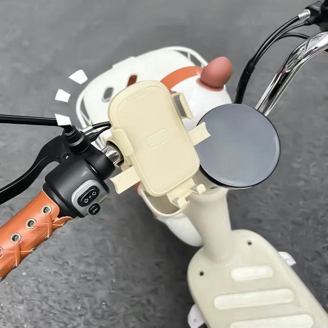 電動車手機支架卡通, 1個, 電動車手機支架（手把款*奶酪色）