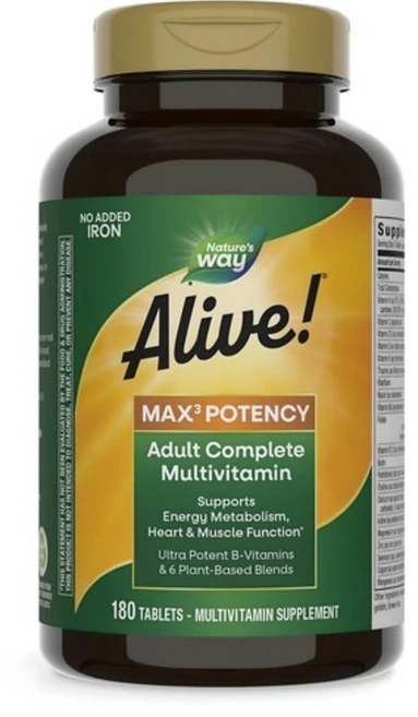 Nature's Way 얼라이브! 맥스 3 데일리 멀티-비타민 타블렛, 180정, 1개 - 쿠팡