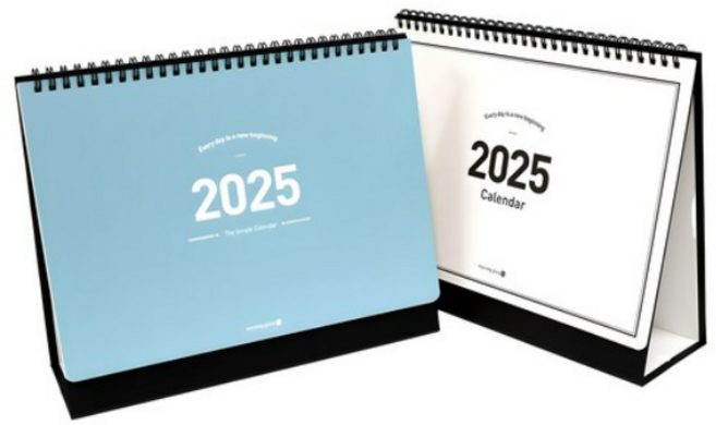 모닝글로리 2025 스탠딩 캘린더 대 2종세트, 화이트 + 블루, 1세트