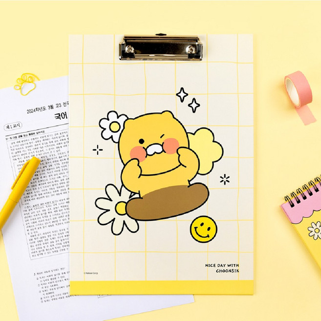 카카오프렌즈 세이치즈 A4 클립보드 / 캐릭터클립보드 보드파일 결재판 서류판 종이받침대, 1개, 춘식이
