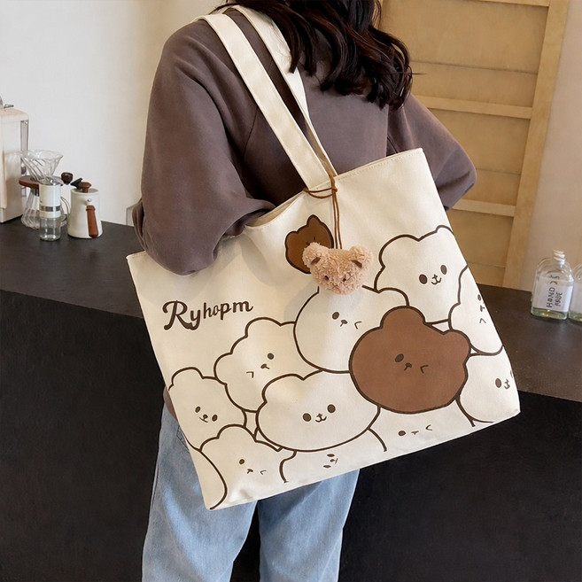 빅무드 베어 캔버스 에코백 숄더백