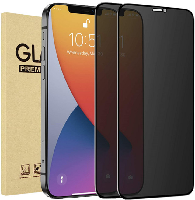 1+1 넥스트모바일 아이폰 사생활보호필름 풀커버 프라이버시 강화유리 필름, 2개