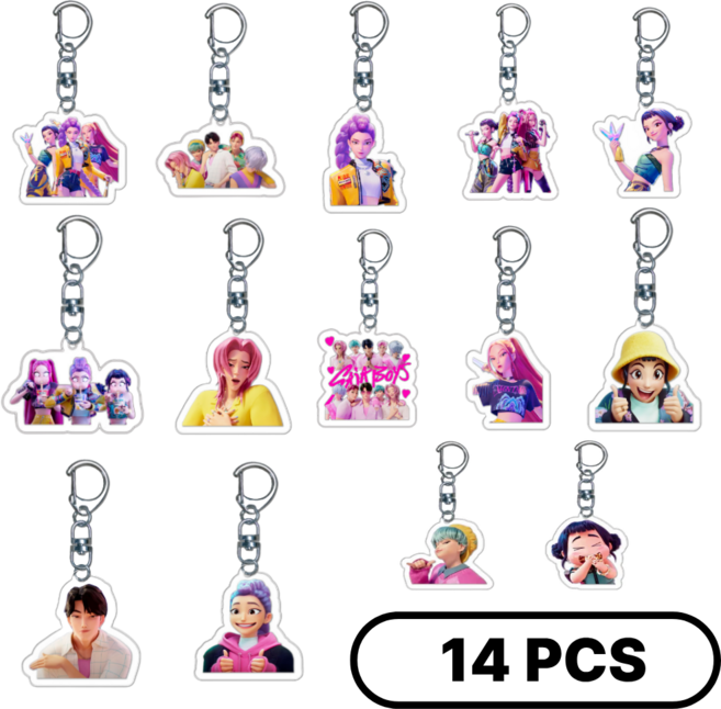 케이팝 데몬 헌터스 아크릴키링 14종 세트, 1세트, 혼합색상