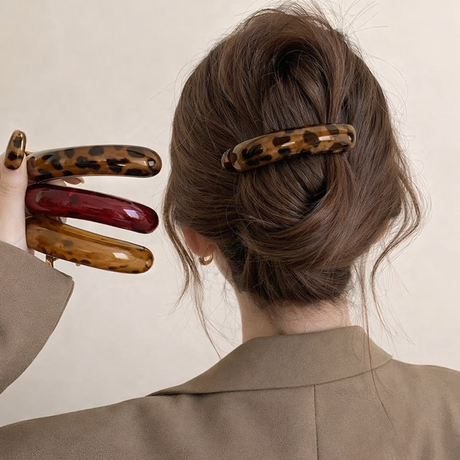 베로시아 레오파드 헤어 머리핀 집게핀 유광 바나나핀 3종