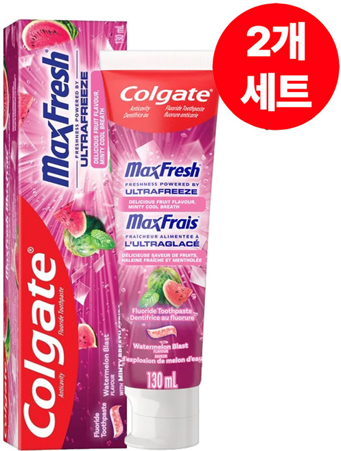 4위 - 콜게이트 맥스프레쉬 불소 구취 제거 치약 워터멜론 블라스트 향 130ml 2개 세트 Colgate