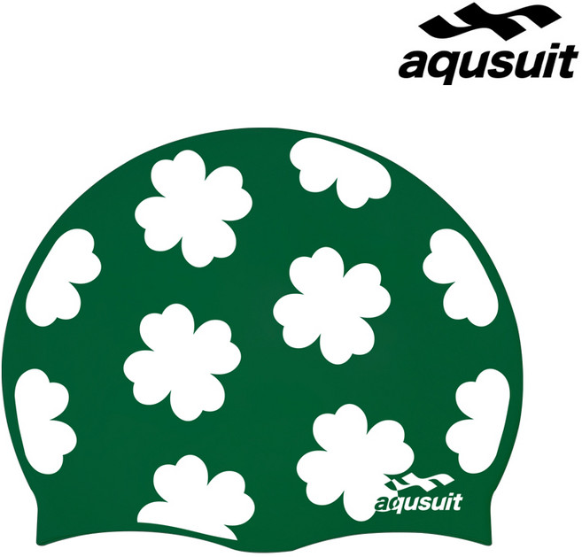 국내생산 아퀴스트 실리콘 클로버 수영모자 실내수영장 생존수영용품, 그린, 1개