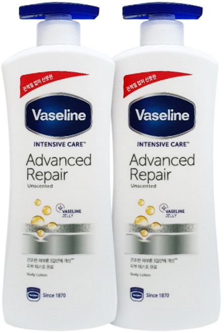 바세린 인텐시브 케어 어드밴스드 리페어 바디로션 무향, 600ml, 2개