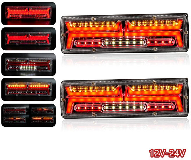 2PCS 12V 24VCar LED 트레일러 후면 램프 조명에 스톱 라이트 보트 신호 트럭 캠핑카 RV 회전 키트, 2 PCS 12V 24V 30CM 5