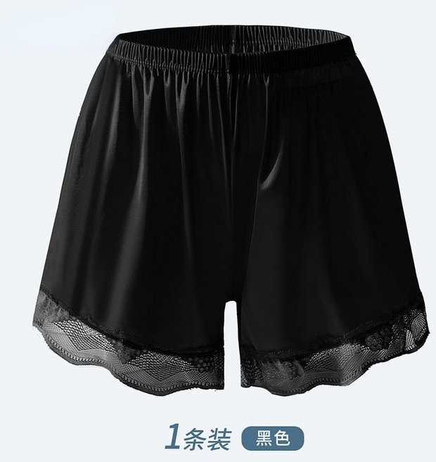 GUJIN 冰丝蕾丝防走光安全裤, 一件裝 黑色