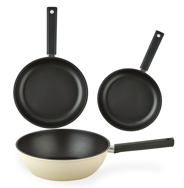 퀸센스 샌드 후라이팬 세트 3개, 베이지, 후라이팬 28cm + 후라이팬 24cm + 궁중팬 28cm, 1세트