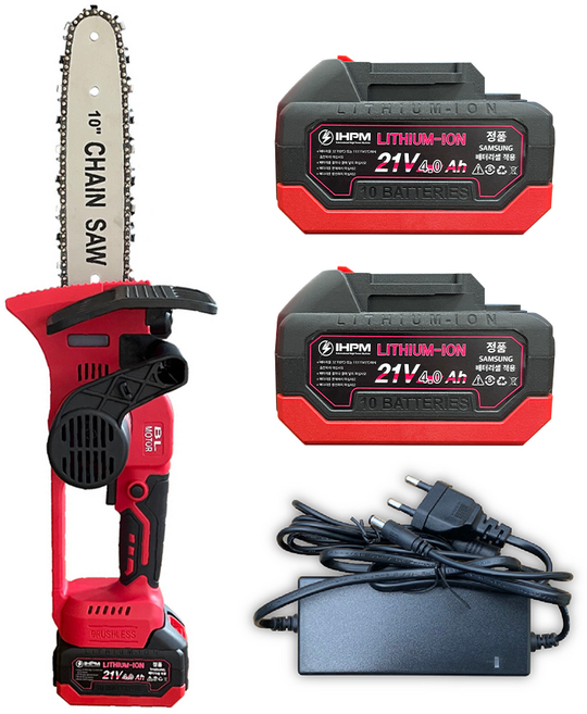 GT 10인치 충전식 체인톱 전기톱 GT-CS1014 삼성셀 배터리 2개 세트 마끼다 타입, 1개