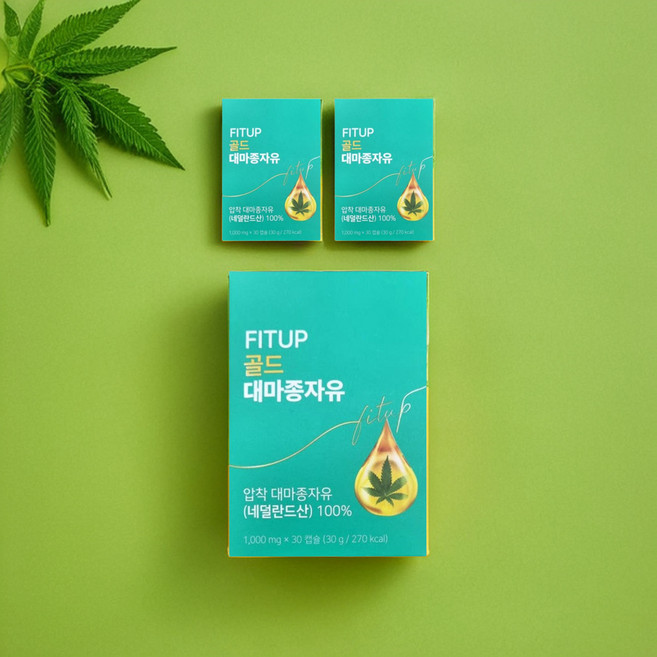 핏업 골드 대마종자유 유기농 대마종자유 대마씨유 냉압착, 3개, 30회분