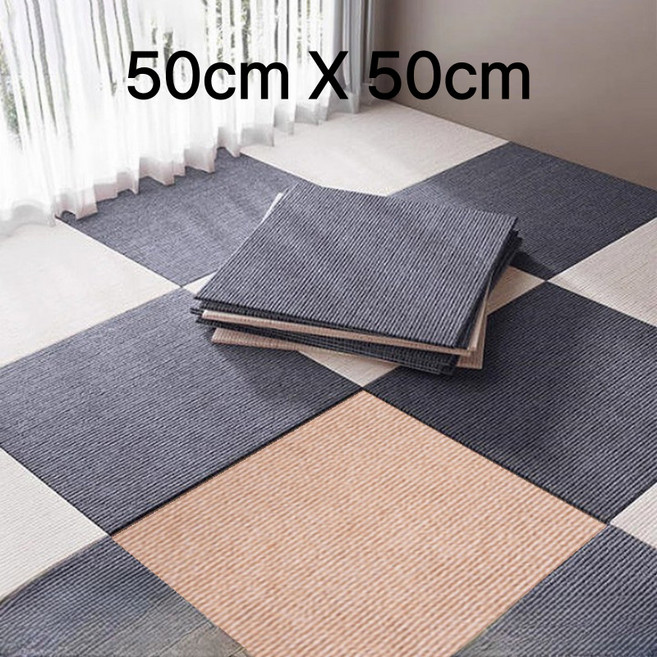 슈퍼코리아 재활용 흡착 바닥 논슬립 타일 카페트 접착식 바닥 미끄럼방지 조각매트 10P, 라디트 베이지, 10개