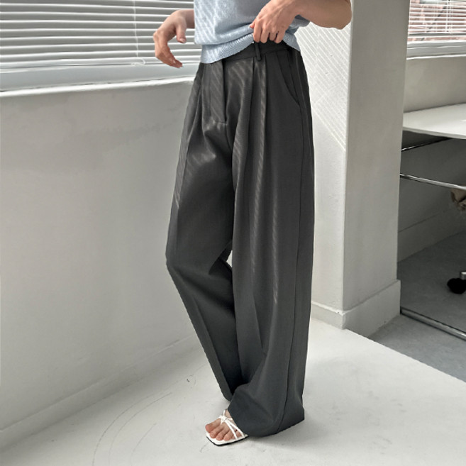 추천! [3기장6사이즈] 깔끔핏 빅사이즈 사이드 밴딩 핀턱 와이드 슬랙스