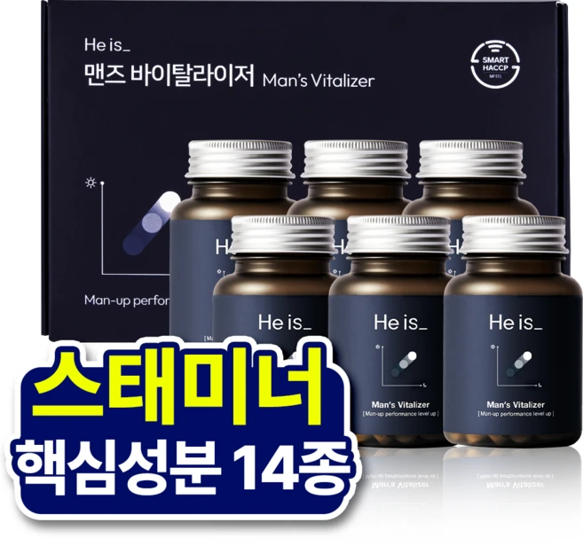 히이즈 맨즈 바이탈라이저 남성활력&스태미너 14종 아연, 60정, 6개 - 쿠팡