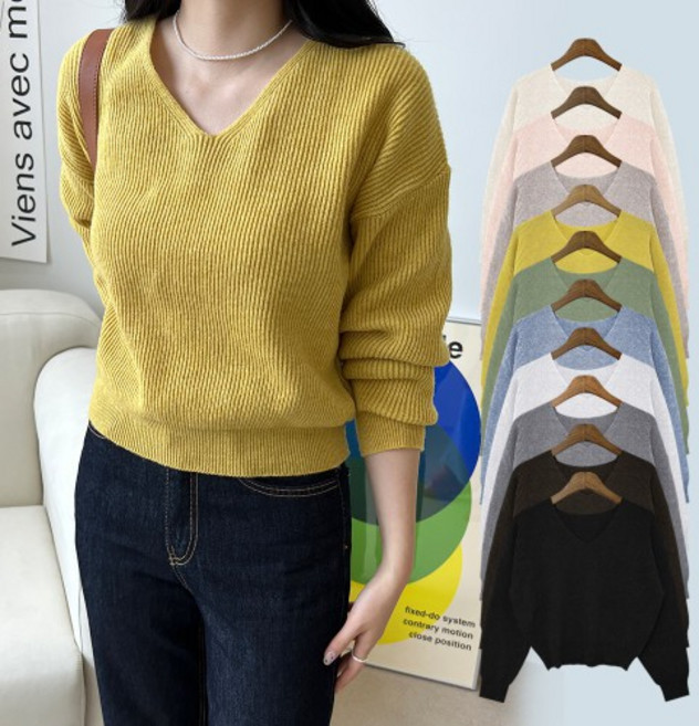 여성 노블 브이넥 캐시울 니트 SD-220814