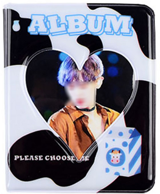 리빙미 포토카드 콜렉트북 미니 앨범 포카 바인더 수납 보관 투명 속지 포함, 36매, 1. 1단 우유 블랙 & 화이트