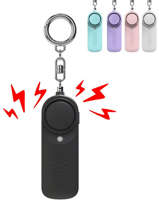 베키노우 휴대용 LED 조명 130dB 호신용 경보기, 1개, 블랙