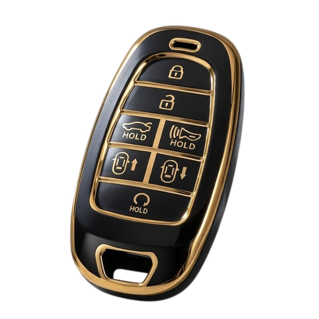 1+1 현대 쏘나타 그랜저 싼타페 팰리세이드 호환 차 키케이스 스마트키 TPU 키커버, TA34T(7버튼), 블랙+화이트