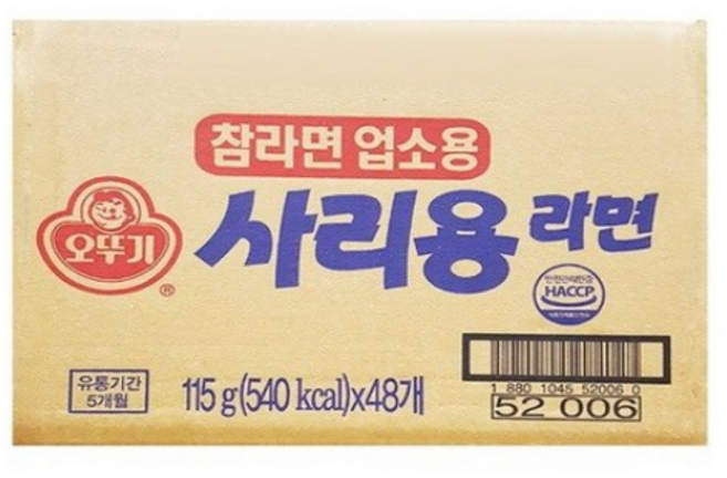 [큐웰엠]오뚜기 참라면 사리용 라면 115g 48개입, 48개
