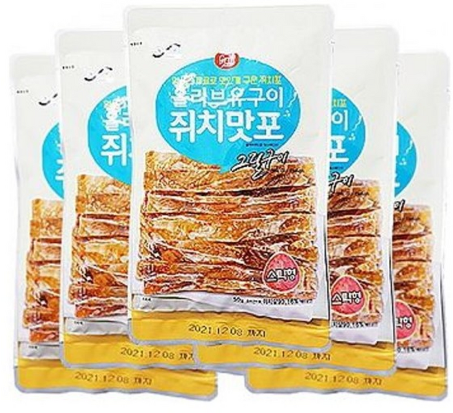 올리브유구이 쥐치맛포 스틱형 입/마른/안주/세트/영양/어포/튀각/꼬마/꾸이맨/꾸이포/술안주/업소, 5개, 50g