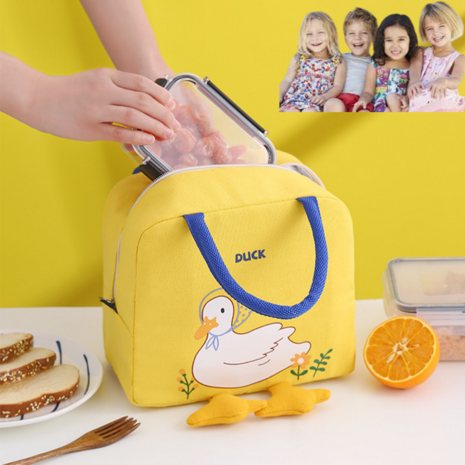 비너드 보온 보냉 백 피크닉 소풍 오리 도시락 가방, 옐로우