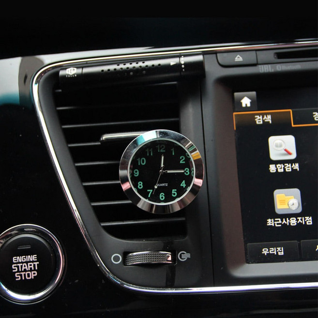 차량용 미니 아날로그시계 송풍구 대쉬보드 부착형 자동차 실내 인테리어 소품, 크롬, 1개