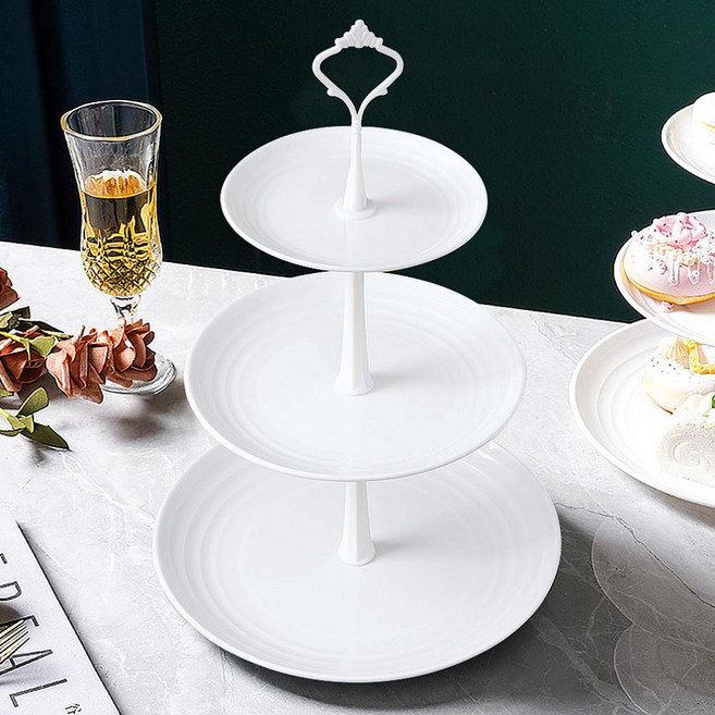 쿠킹홈 오브 3단 디저트 트레이 과일 케이크접시, 단품, 1개