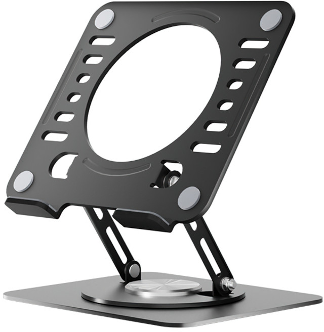 노트북 받침대 360도 회전 접이식 사무실 책상 키높이 선반 메탈 받침대, 1개, 블랙