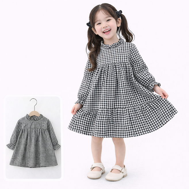 여아 자수 카라 유아 공주원피스 아동 봄 가을 키즈 드레스