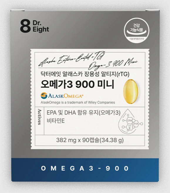 닥터에잇 알래스카 장용성 알티지(rTG) 오메가3 900 미니, 1박스, 90정 - 쿠팡