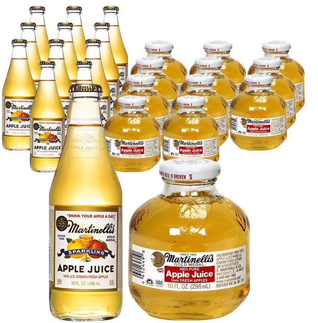 골드메달 스파클링 애플쥬스 296ml x 12p + 마르티넬리 골드메달 애플주스 296ml x 12p, 1세트