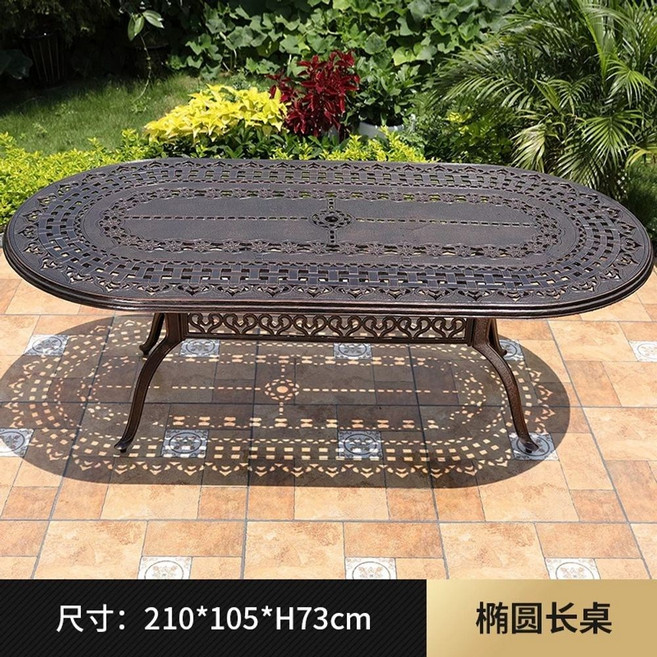 주물테이블 단품 직사각형 야외 아웃도어 식탁 테라스 정원, G. 타원형 긴 테이블 2005CM