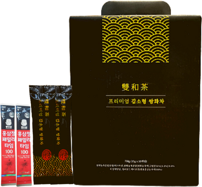 김소형원장 진한 한방 쌍화차 프리미엄 전통차 분말50포(6년근 발효 홍삼 함양) + 홍삼정 스틱 8g x 2개 1세트, 50개입, 15g