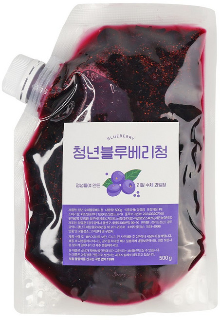 청년수제청 과일청 자일로스 수제 블루베리청, 1개, 500g