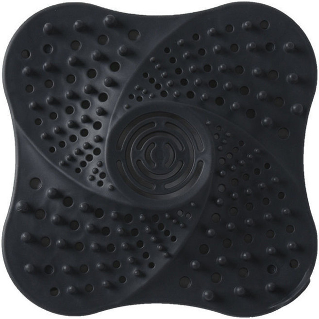 吸盤式地漏蓋 矽膠排水孔蓋 防毛髮過濾網, 黑色 1個裝, 黑色