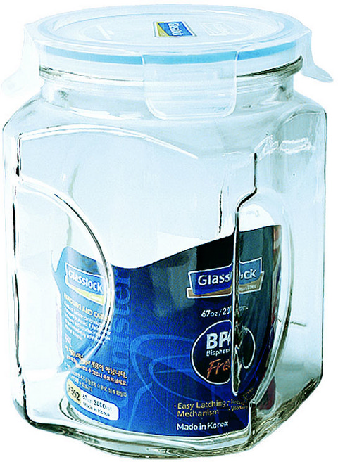 글라스락 사각 밀폐유리병 2L 원두 캐니스터 수제청 매실청병 담금주병, 글라스락 사각 캐니스터, 1개