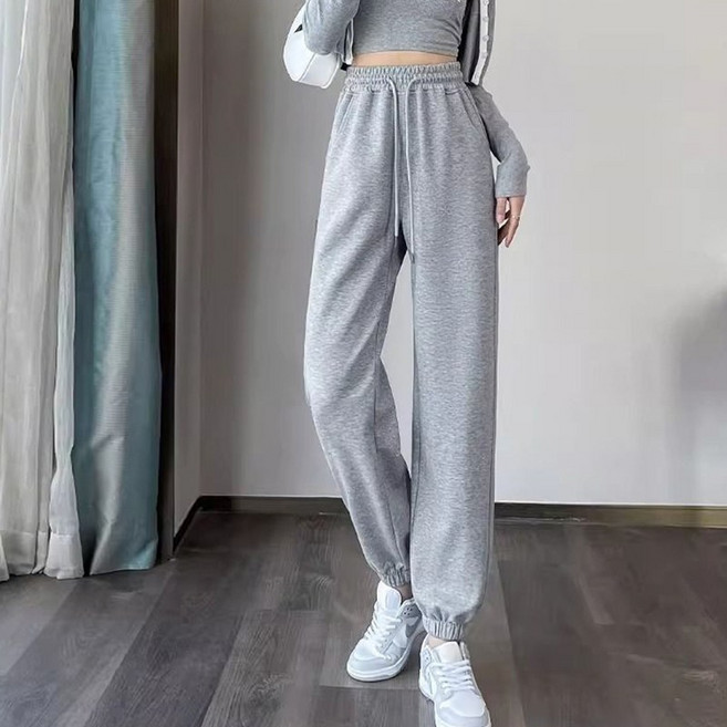 스타일아유 여자 하이웨스트 루즈핏 심플 베이직 캐주얼 테이퍼드 밴딩 조거팬츠 운동 편한 데일리바지 LP1151