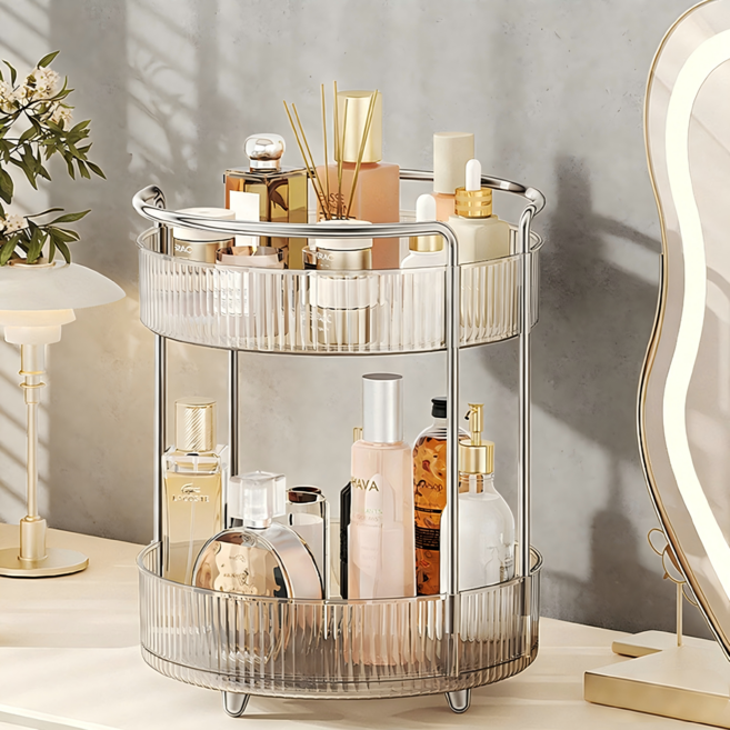 LareinaT 회전 화장품 정리대 향수 화장품 정리함 대용량 악세사리 영양제 정리 트레이, 1개, 투명색