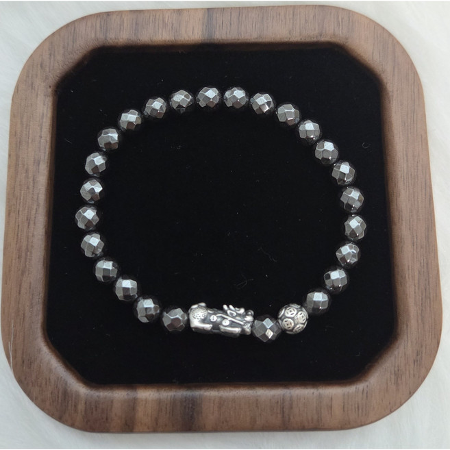 실버925 팔찌 재물운 금전운 건강운 테라헤르츠 행운 엽전 먹는 비휴 팔찌 국산 핸드메이드