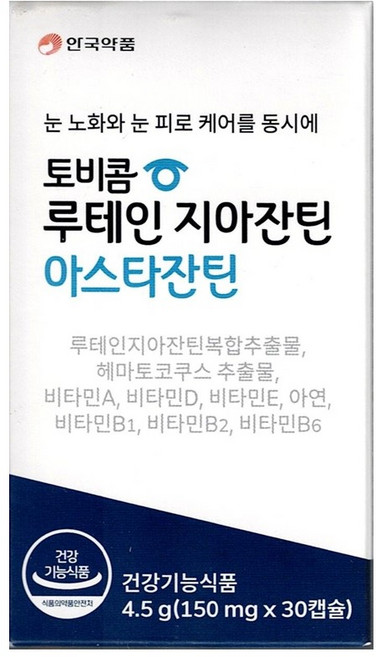 안국약품 토비콤 루테인 지아잔틴 아스타잔틴 150mg x 30캡슐, 30정, 6박스