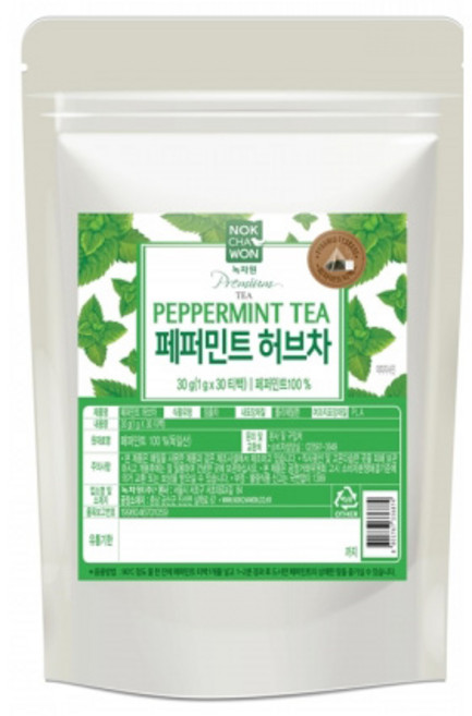 [녹차원] 페퍼민트허브차 (삼각피라미드티백 알뜰팩), 30개입, 1개, 1g, 1g