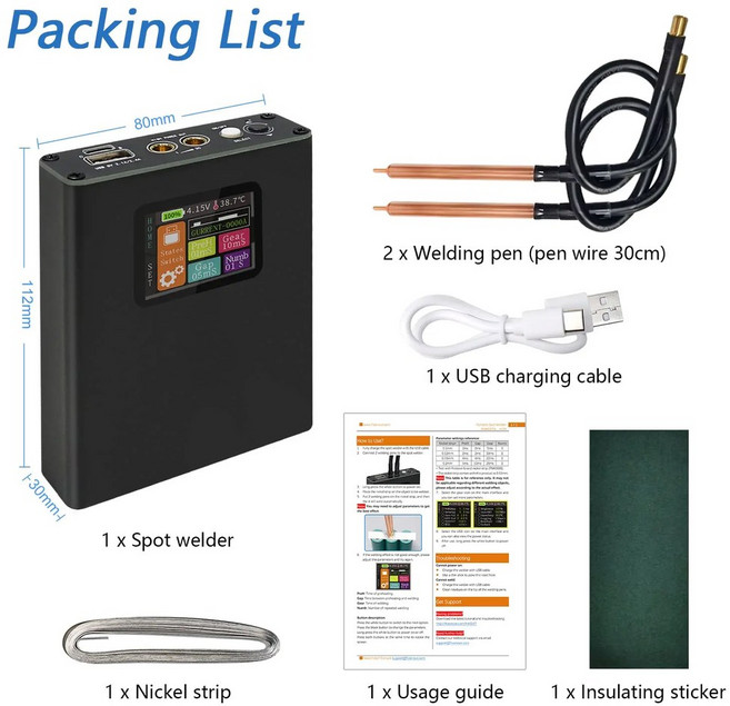 휴대용 스폿 용접기 디지털 18650 리튬 배터리 키트 30 속도 조절 가능 컬러 디스플레이, 1pcs, 1개