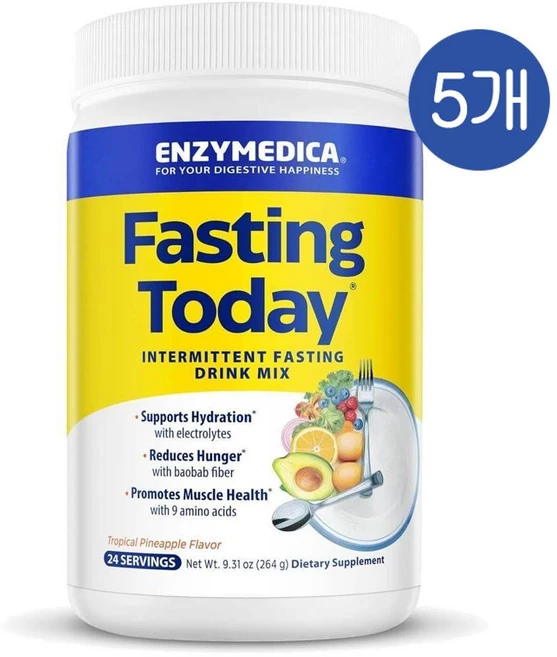 엔자이메디카 패스팅 투데이 트로피컬 파인애플 맛 드링크 믹스 Enzymedica Fasting Today, 264g, 5개 - 쿠팡