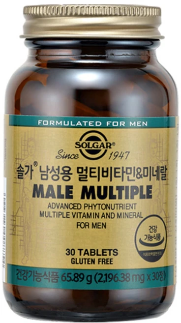솔가 남성용 멀티비타민 & 미네랄 2196.38mg, 30정, 1개 - 쿠팡